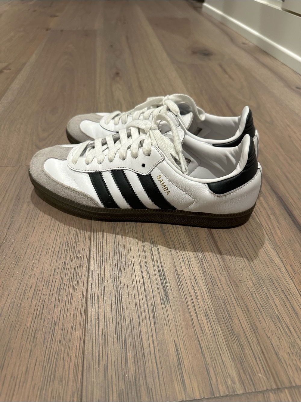 adidas Samba Leather Sneakers in White and Black Women